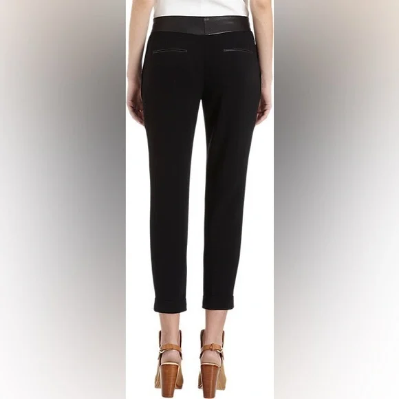 Rag & Bone Black Mo Pants Leather Waistband cuffed crop pants - Picture 2 of 8